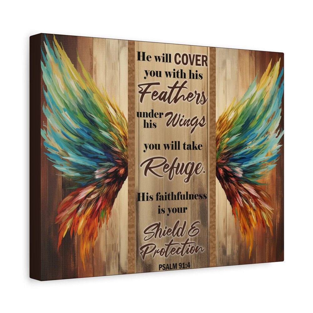 Scripture Walls Shield and Protection Psalm 91:4 Christian Wall Art Print Ready